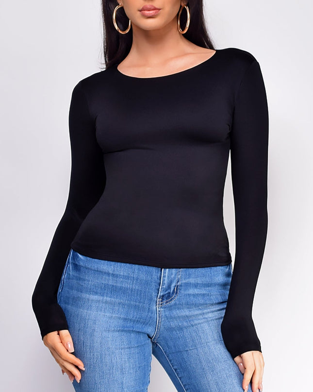 Black Basic Long Sleeve Top