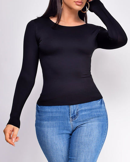 Black Basic Long Sleeve Top