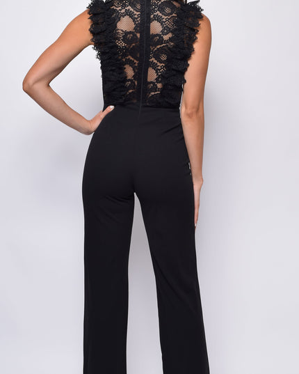 Black Crochet Flared leg Jumpsuit