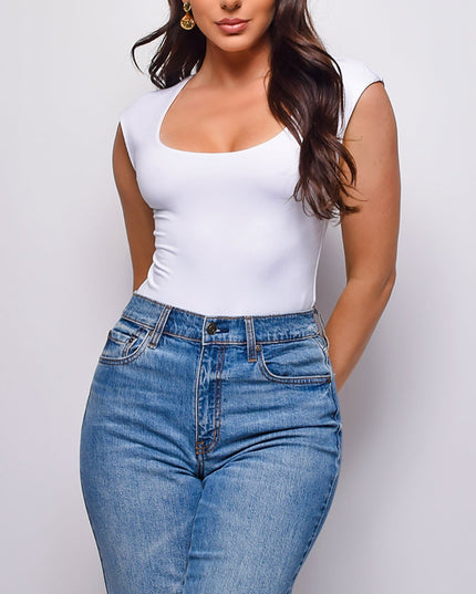 Off White Basic Cap Sleeve Top