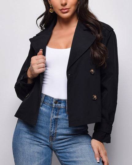 Black Cropped Trench Jacket