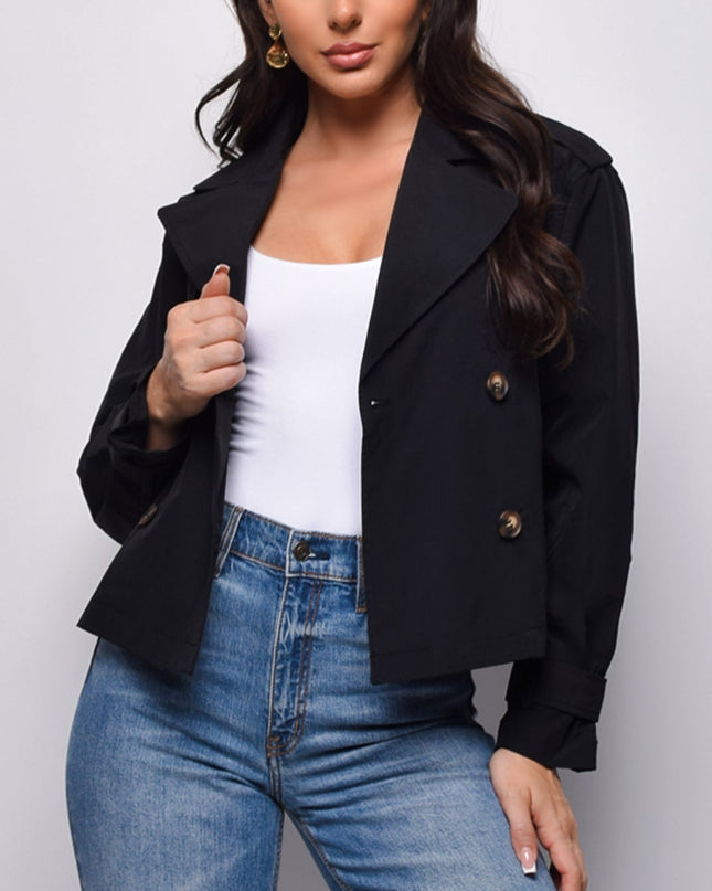 Black Cropped Trench Jacket