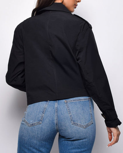 Black Cropped Trench Jacket