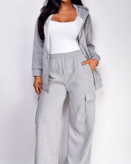 Gray Zip Up Oversized Hoodie