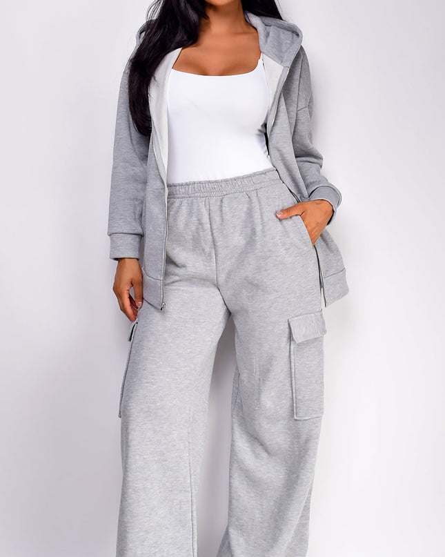 Gray Zip Up Oversized Hoodie