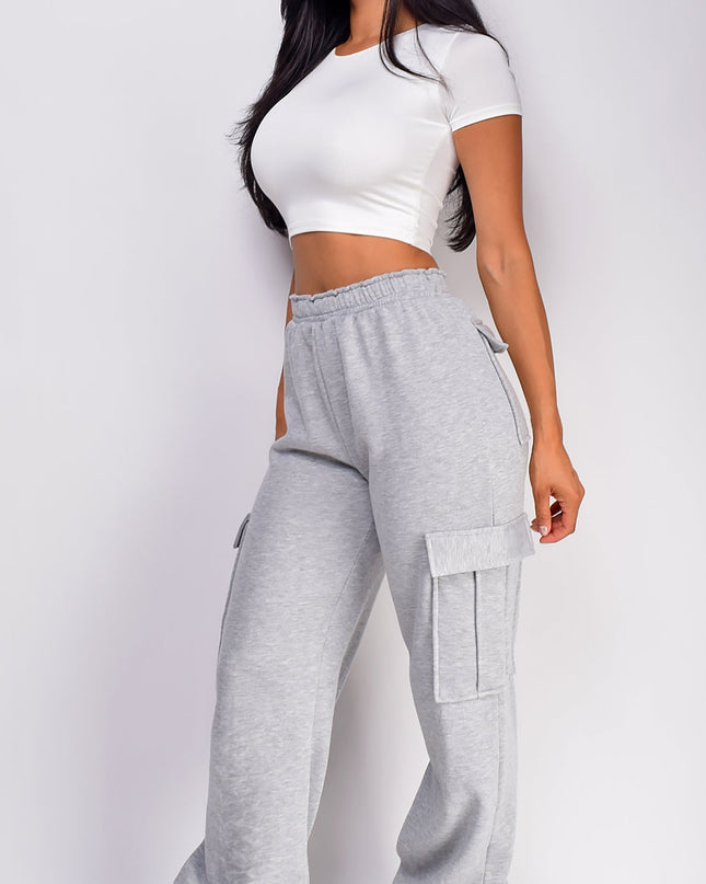 Gray Oversized Cargo Joggers