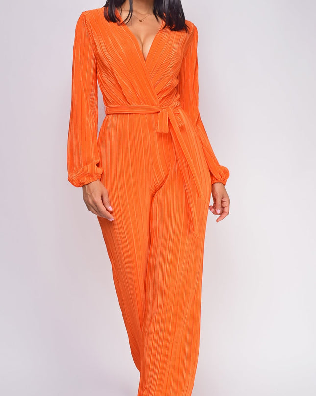 Orange Juna Surplice Jumpsuit