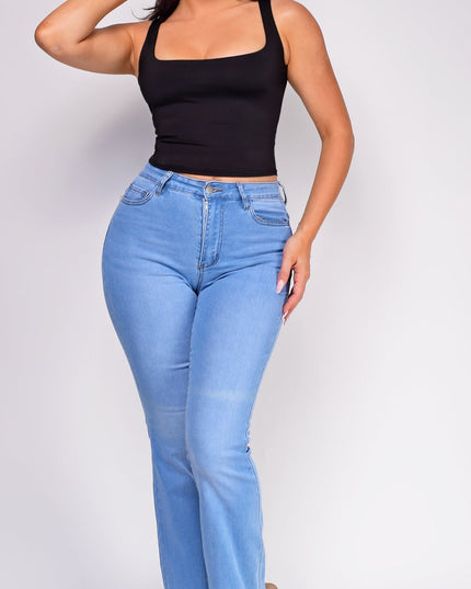 Blue Light Wash High Rise Bootcut Flare Jeans