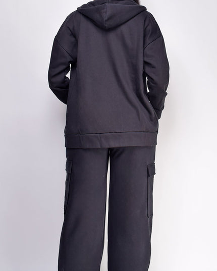 Black Zip Up Oversized Hoodie