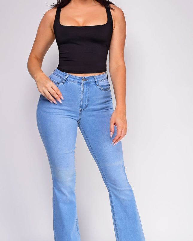 Blue Light Wash High Rise Bootcut Flare Jeans