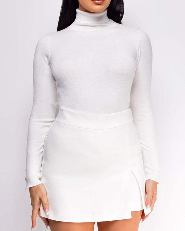 Ivory High Neck Long Sleeve Top
