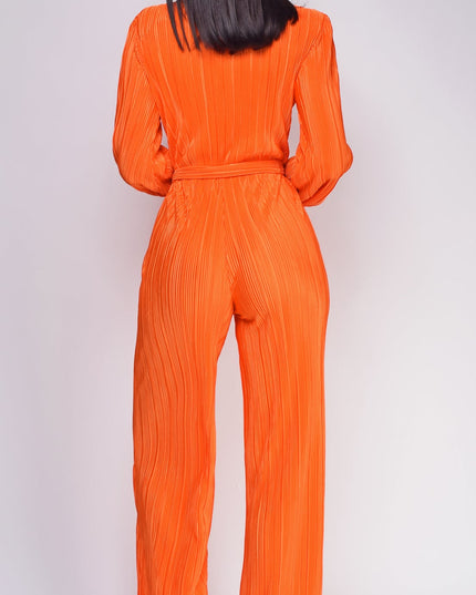 Orange Juna Surplice Jumpsuit