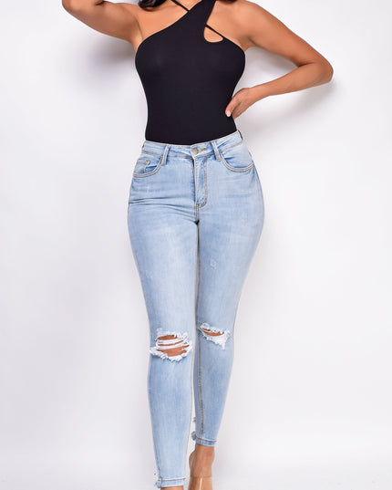 Wash Knee Ripped Skinny Jeans