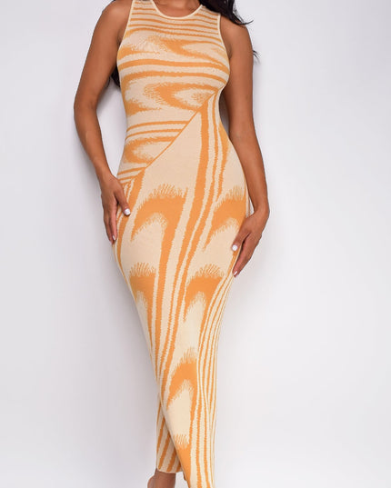 Orange Abstract Maxi Dress
