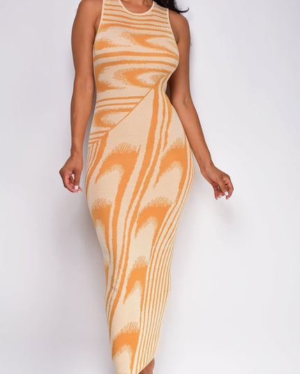 Orange Abstract Maxi Dress