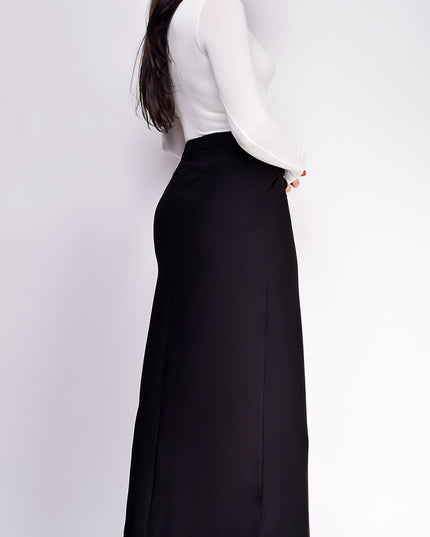 Black Front Slit Maxi Skirt