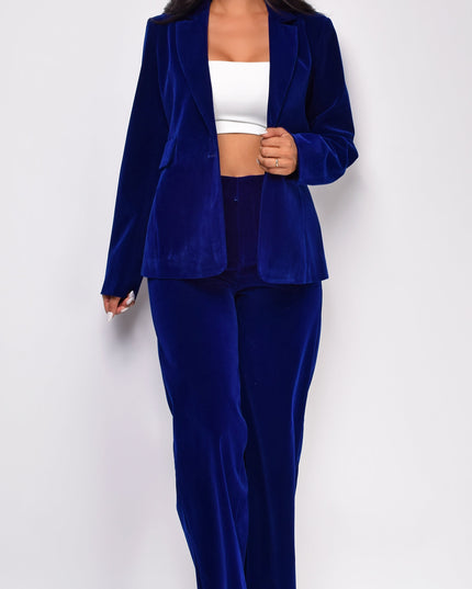 Blue Velvet Blazer Set