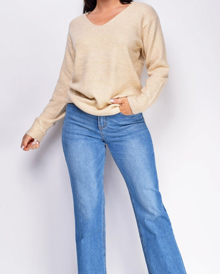 Blue Medium Wash Straight Leg Denim Jeans