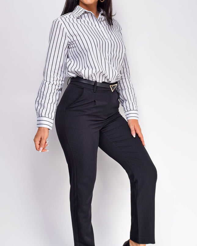 Black Slim Fit Cropped Pants