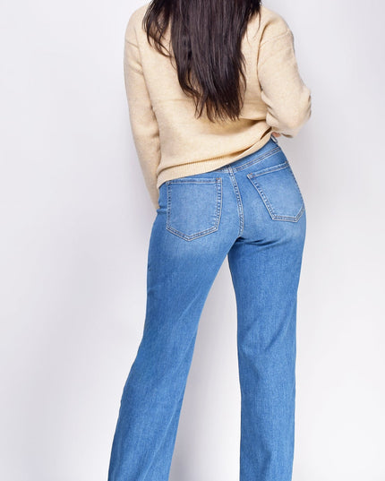 Blue Medium Wash Straight Leg Denim Jeans