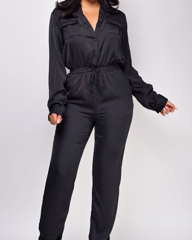 Black Satin Jumpsuit