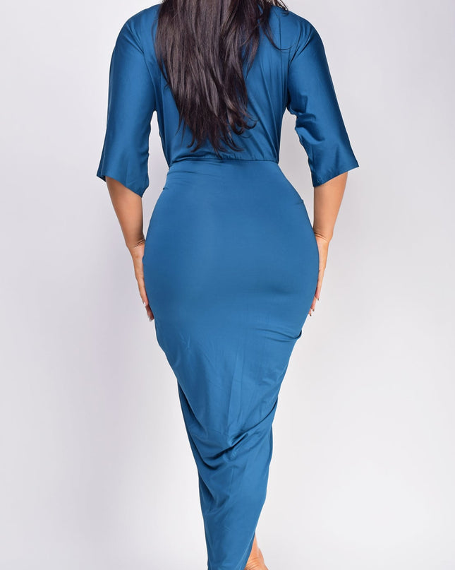 Teal Blue Venetian Midi Dress