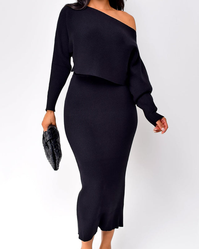 Black Top & Skirt Set