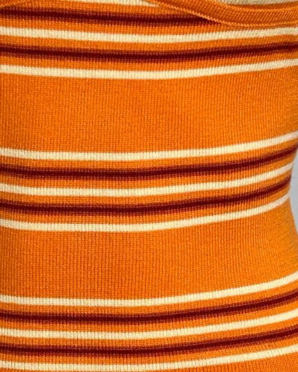 Orange Stripe Halter Knit Mini Dress