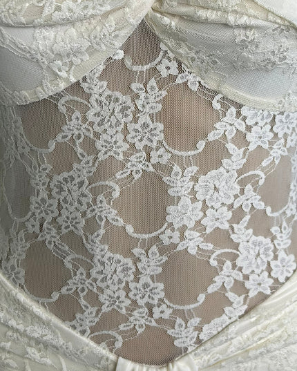 Cream White Lace Mesh Maxi Dress