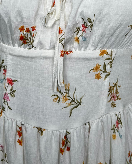 Ivory White Floral Midi Dress