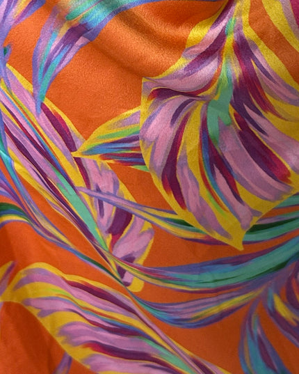 Orange Multi Print Satin Mini Dress