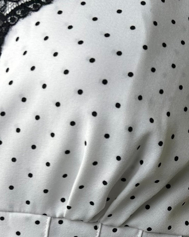 White Polka Dot Lace Halter Top