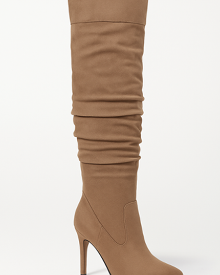 Taupe Knee High Heel Boots