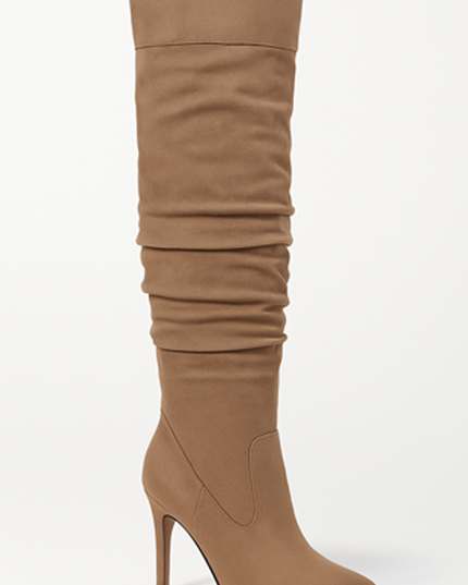 Taupe Knee High Heel Boots