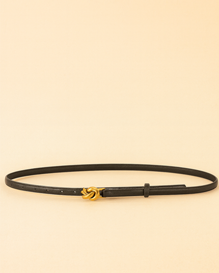 Black Buckle Faux Leather Belt