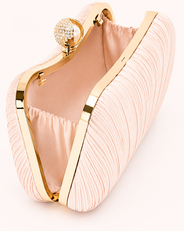 Nude Pleated Evening Clutch