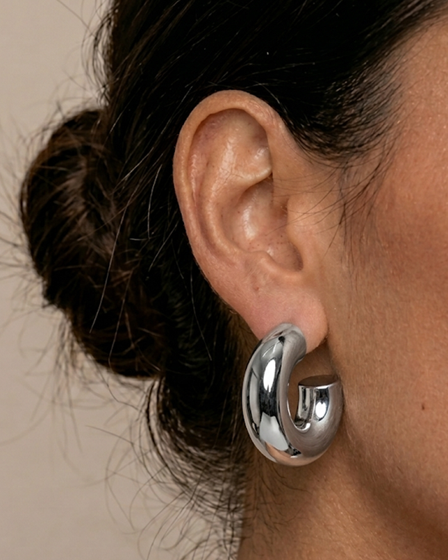 Silver Chunky Metallic Hoop Earrings