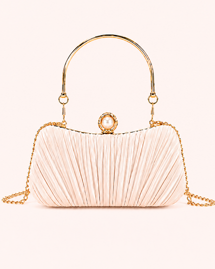 Nude Pleated Evening Clutch