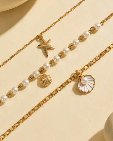 Gold Pearl & Starfish Necklace
