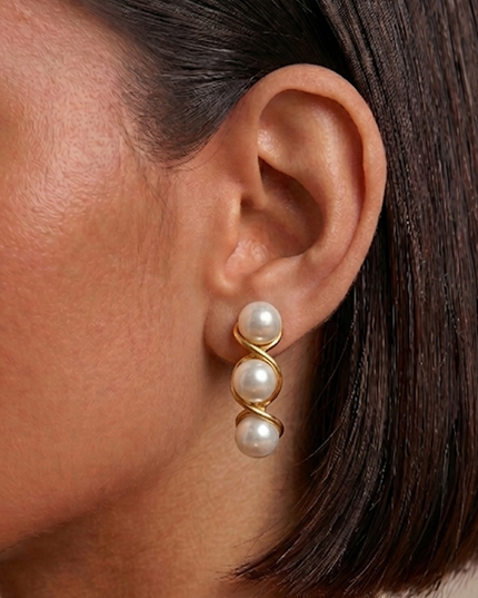 Gold Gold Dipped Pearl Stud Earrings