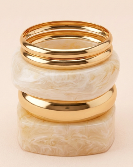 Gold Multi Mixed 5 Piece Bracelet