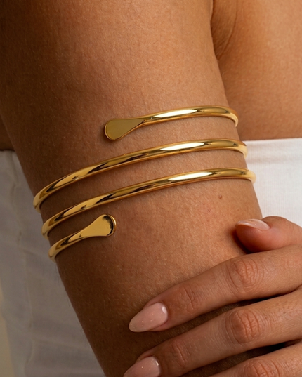 Gold Triple Wrap Arm Cuff Bracelet