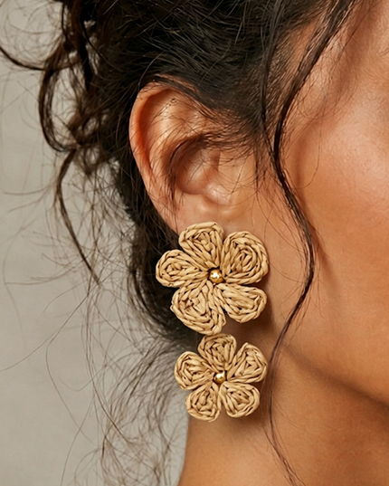 Khaki Zia FLower Earrings