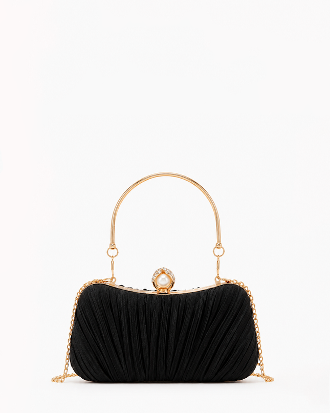 Black Pleated Evening Clutch