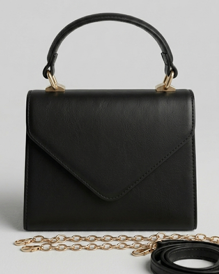 Black Faux Leather Handbag