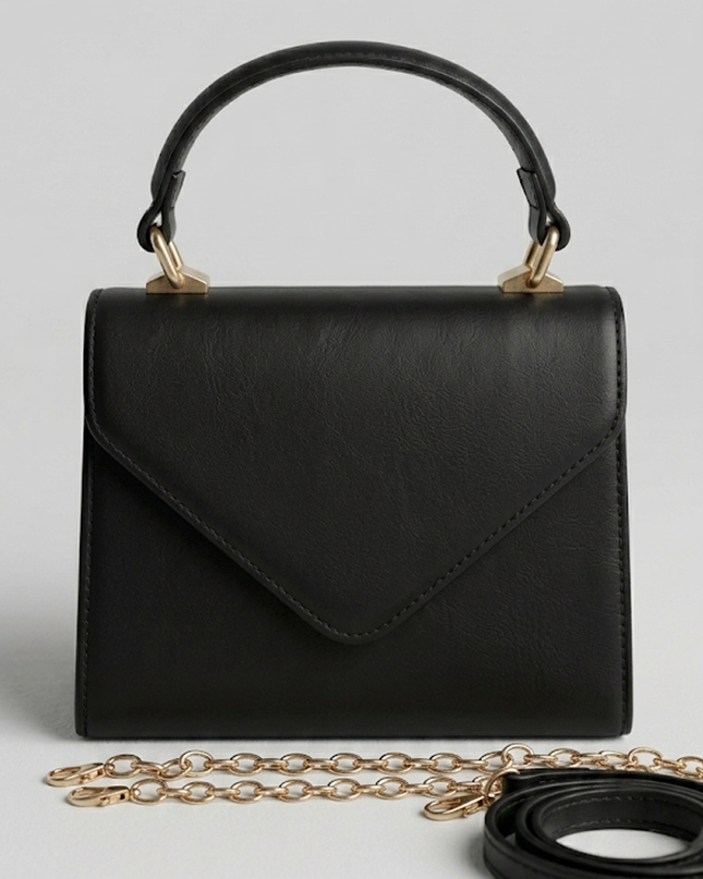 Black Faux Leather Handbag