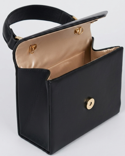 Black Faux Leather Handbag