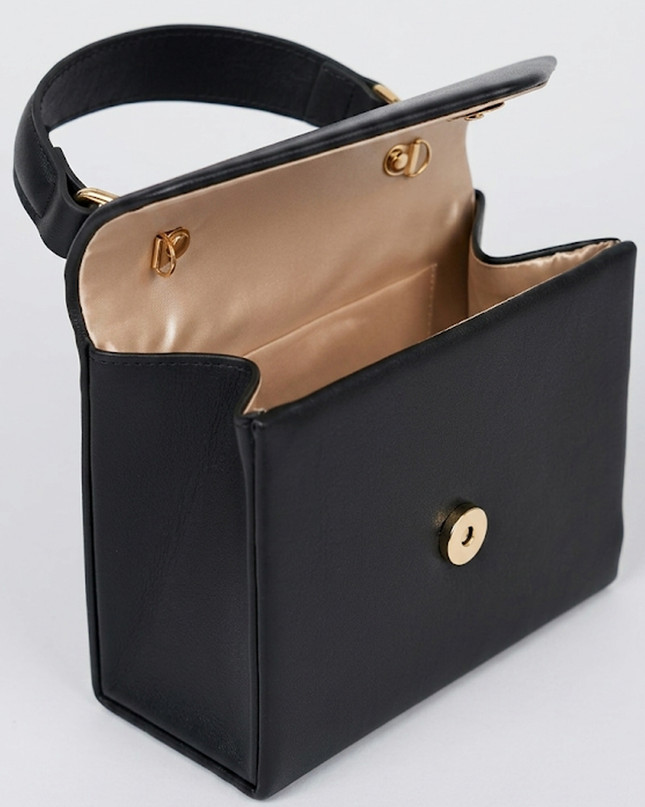 Black Faux Leather Handbag