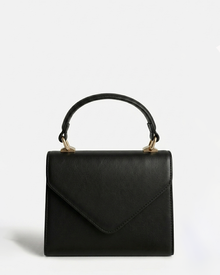 Black Faux Leather Handbag