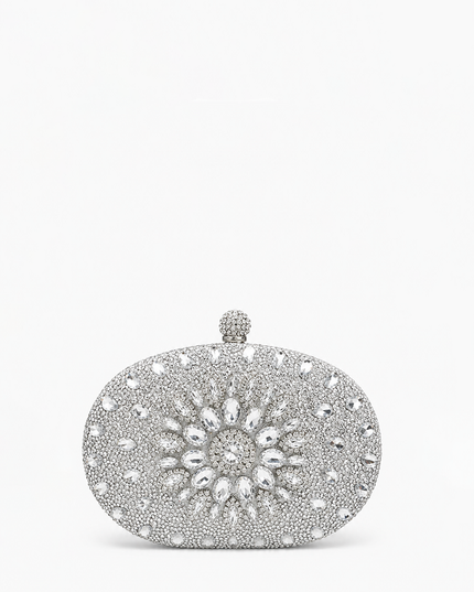 Silver Crystal Clutch Bag